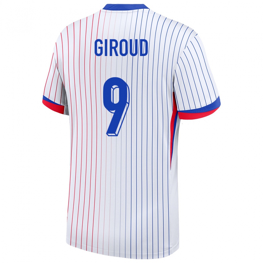 Uomo Maglia Francia Olivier Giroud #9 Bianco Kit Gara Away 24-26 Maglietta