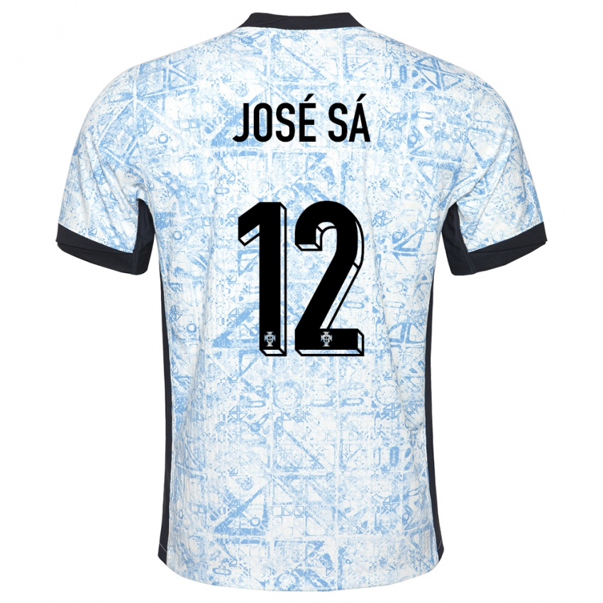 Uomo Maglia Portogallo Jose Sa #12 Crema Blu Kit Gara Away 24-26 Maglietta