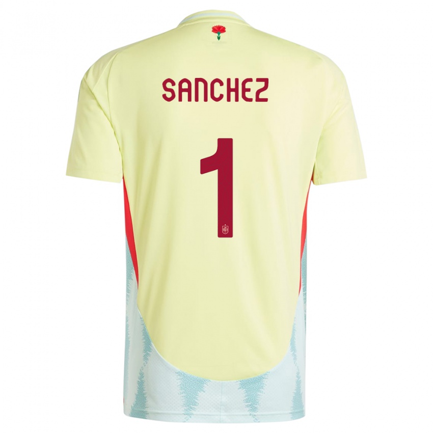 Uomo Maglia Spagna Robert Sanchez #1 Giallo Kit Gara Away 24-26 Maglietta