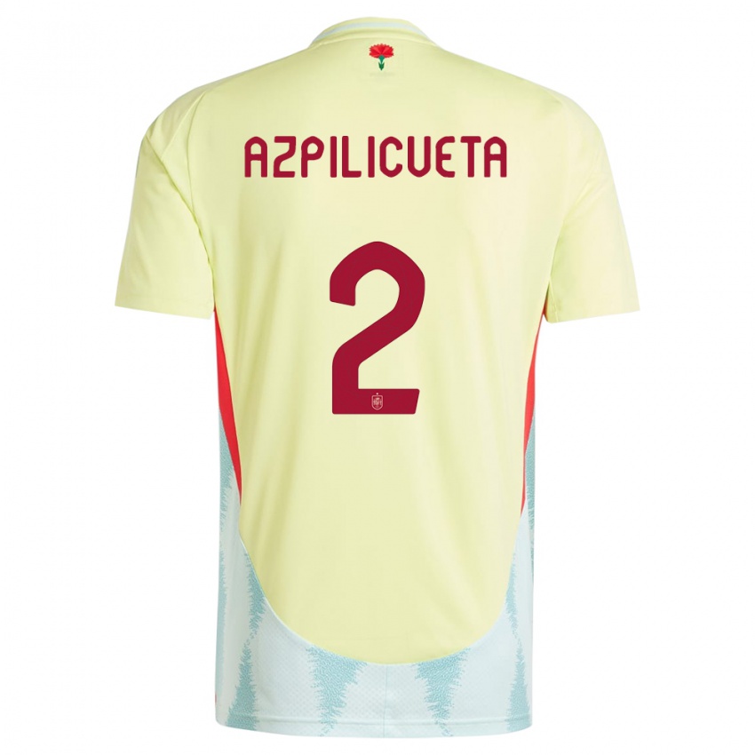 Uomo Maglia Spagna Cesar Azpilicueta #2 Giallo Kit Gara Away 24-26 Maglietta