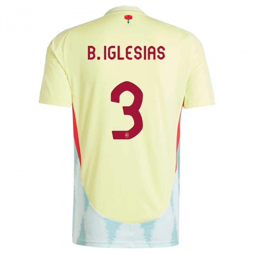 Uomo Maglia Spagna Borja Iglesias #3 Giallo Kit Gara Away 24-26 Maglietta