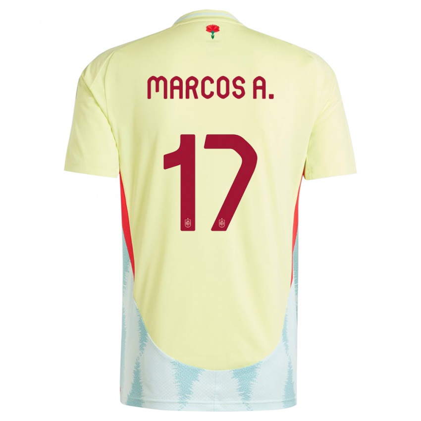Uomo Maglia Spagna Marcos Alonso #17 Giallo Kit Gara Away 24-26 Maglietta