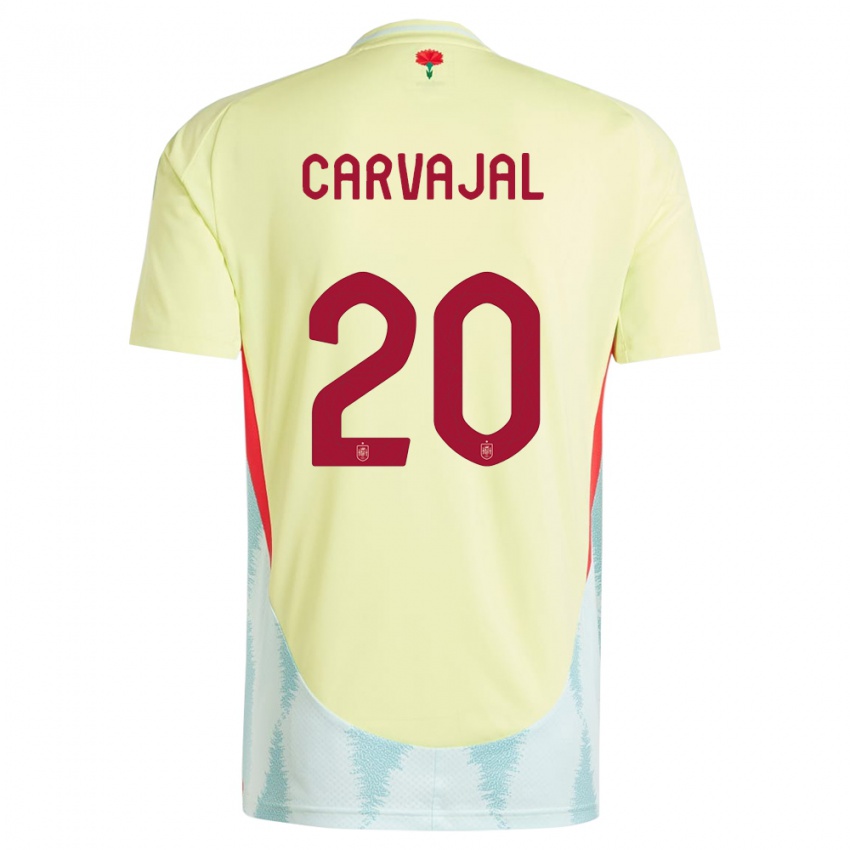 Uomo Maglia Spagna Daniel Carvajal #20 Giallo Kit Gara Away 24-26 Maglietta