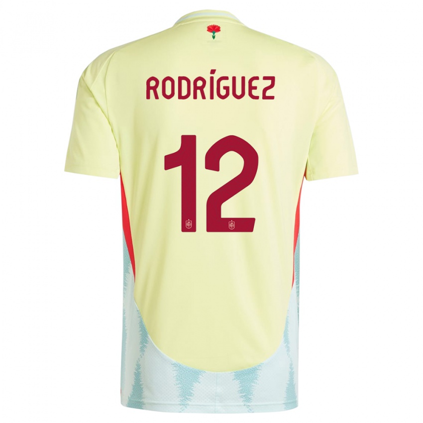 Uomo Maglia Spagna Lucia Rodriguez #12 Giallo Kit Gara Away 24-26 Maglietta