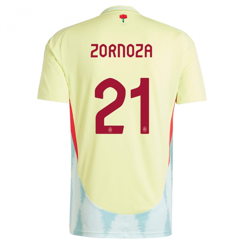 Uomo Maglia Spagna Claudia Zornoza #21 Giallo Kit Gara Away 24-26 Maglietta