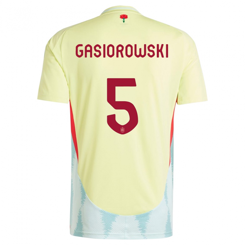 Uomo Maglia Spagna Yarek Gasiorowski #5 Giallo Kit Gara Away 24-26 Maglietta