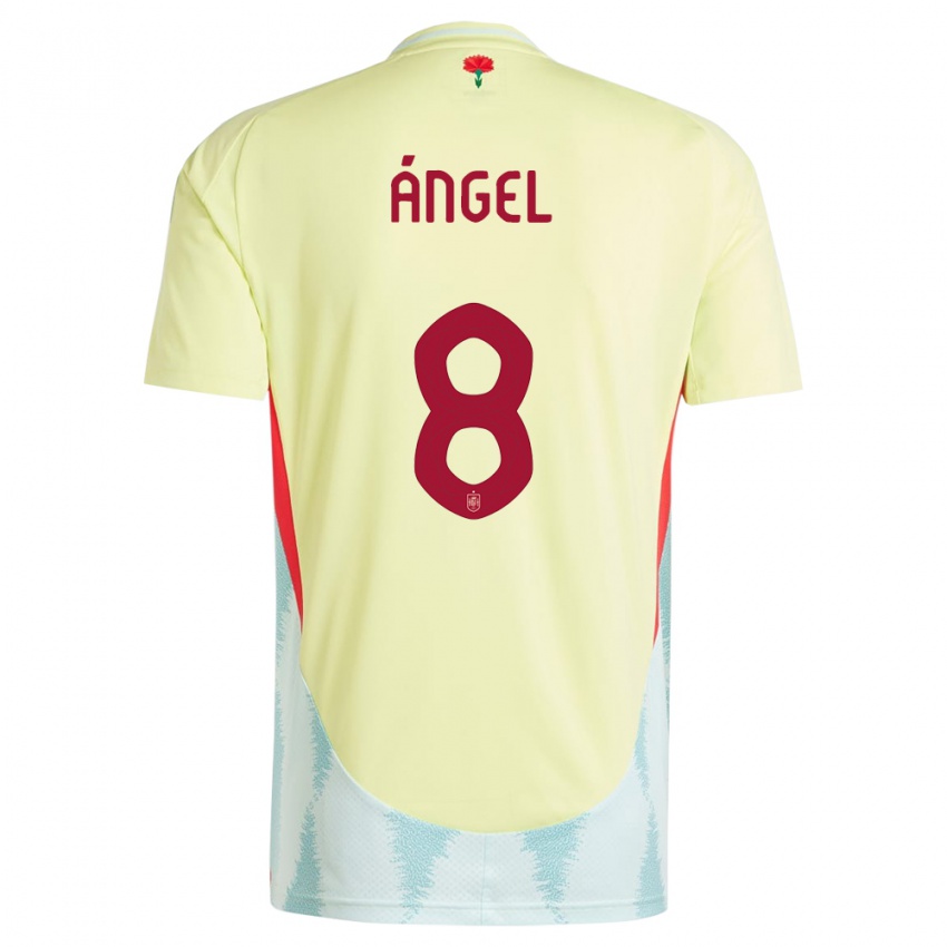Uomo Maglia Spagna Manuel Angel #8 Giallo Kit Gara Away 24-26 Maglietta