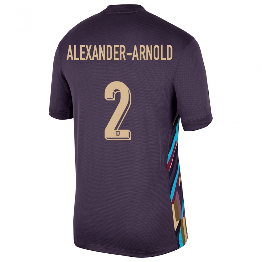 Uomo Maglia Inghilterra Trent Alexander-Arnold #2 Uvetta Scura Kit Gara Away 24-26 Maglietta