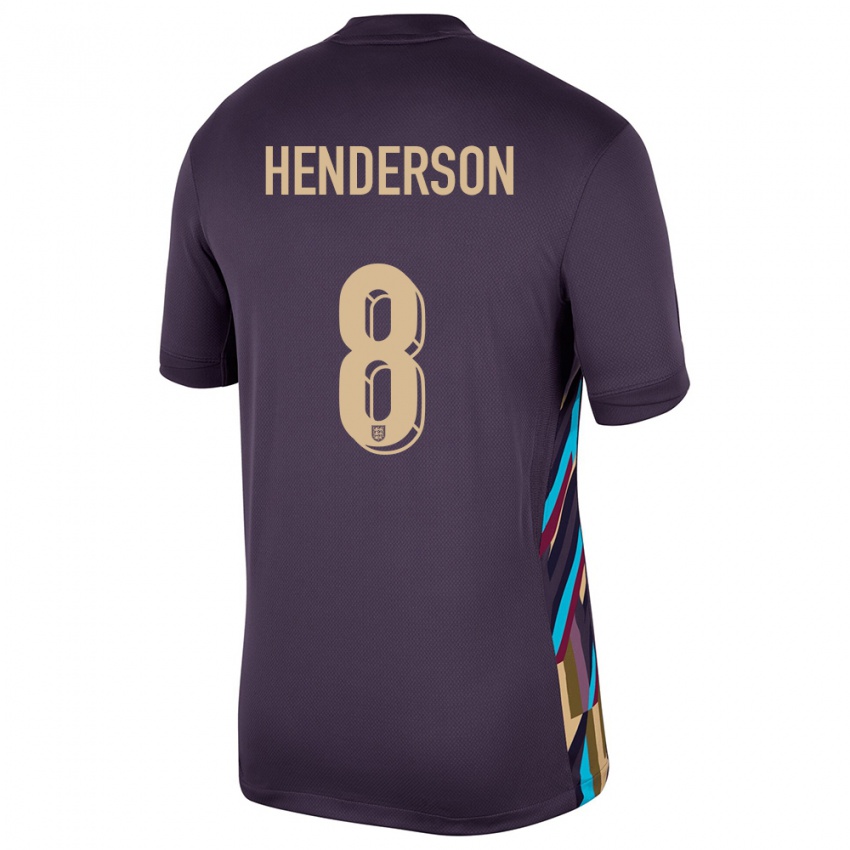 Uomo Maglia Inghilterra Jordan Henderson #8 Uvetta Scura Kit Gara Away 24-26 Maglietta
