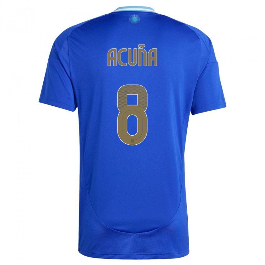 Uomo Maglia Argentina Marcos Acuna #8 Blu Kit Gara Away 24-26 Maglietta