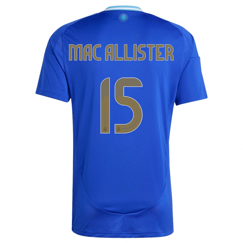 Uomo Maglia Argentina Alexis Mac Allister #15 Blu Kit Gara Away 24-26 Maglietta