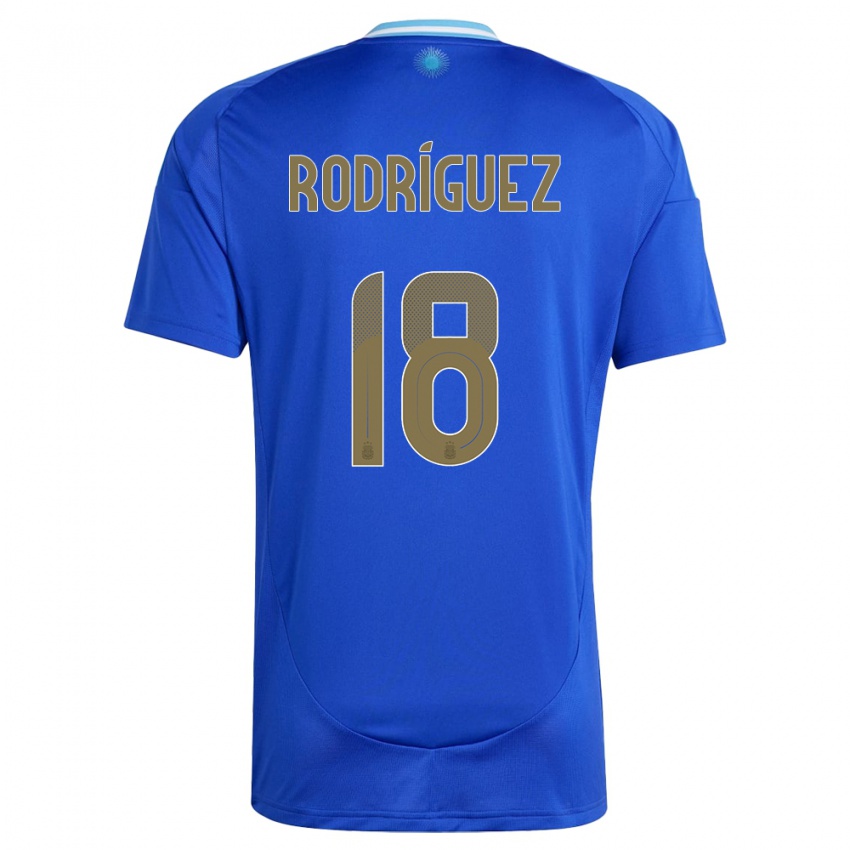 Uomo Maglia Argentina Guido Rodriguez #18 Blu Kit Gara Away 24-26 Maglietta