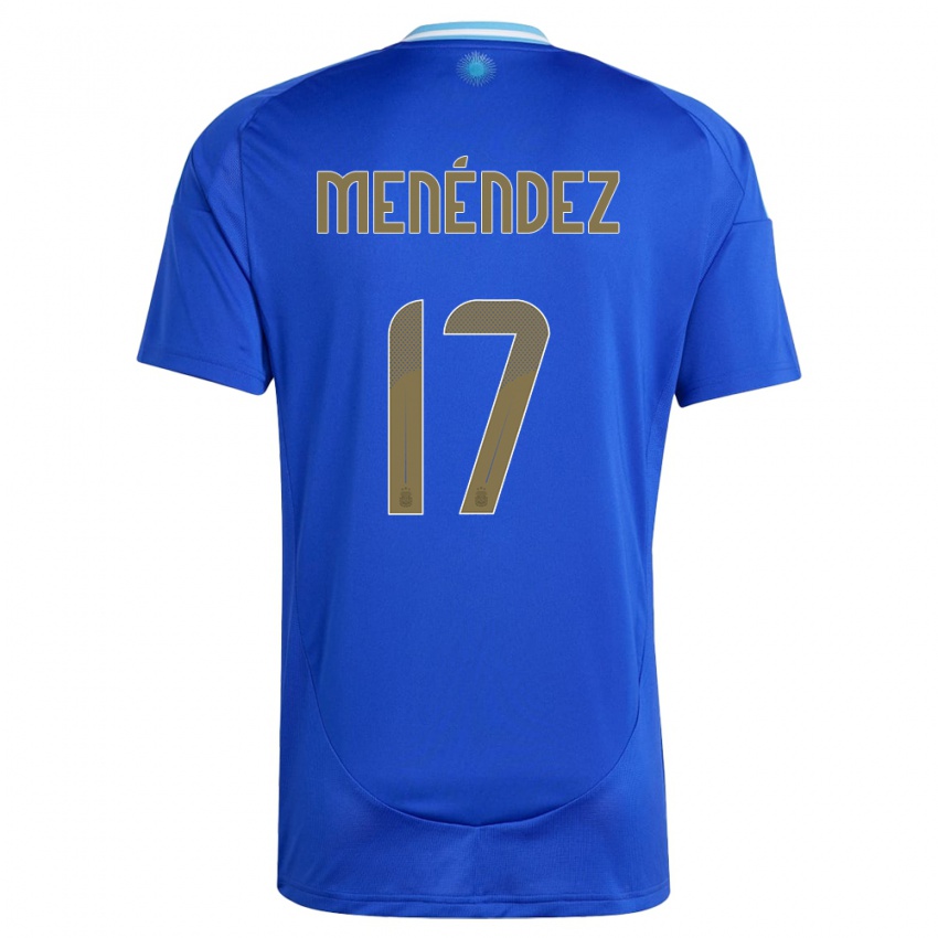 Uomo Maglia Argentina Milagros Menendez #17 Blu Kit Gara Away 24-26 Maglietta