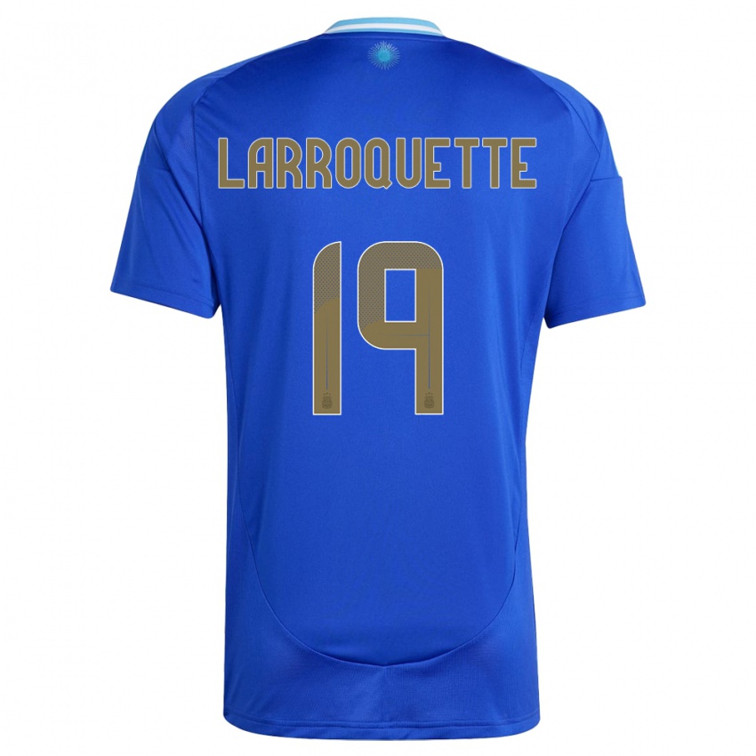 Uomo Maglia Argentina Mariana Larroquette #19 Blu Kit Gara Away 24-26 Maglietta