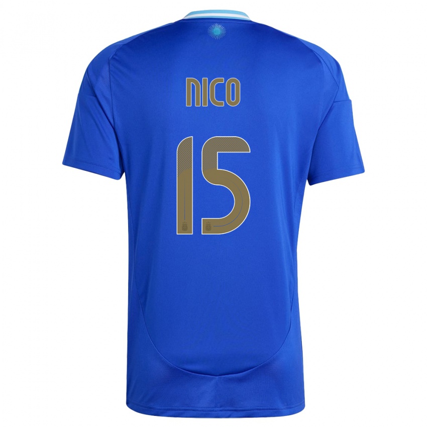 Uomo Maglia Argentina Nico #15 Blu Kit Gara Away 24-26 Maglietta