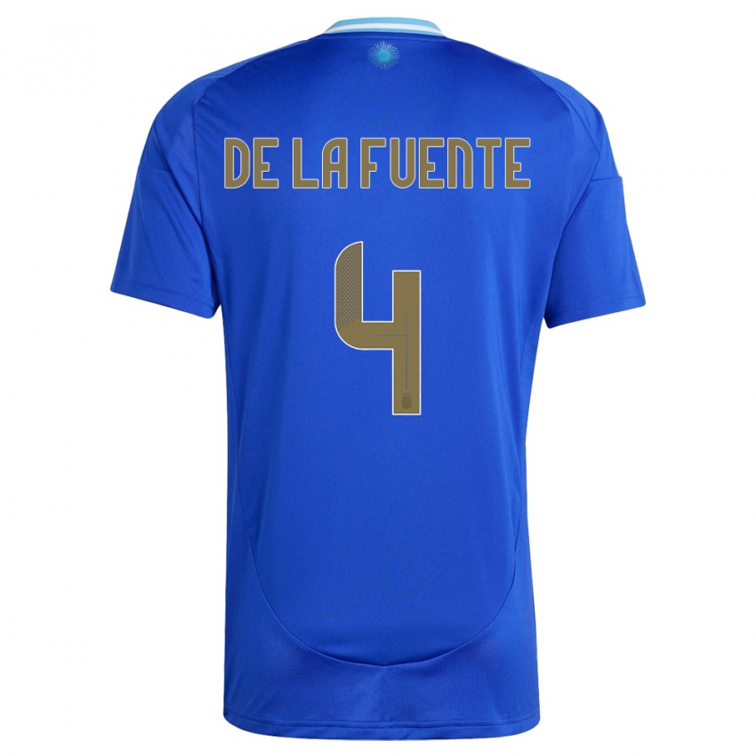 Uomo Maglia Argentina Hernan De La Fuente #4 Blu Kit Gara Away 24-26 Maglietta