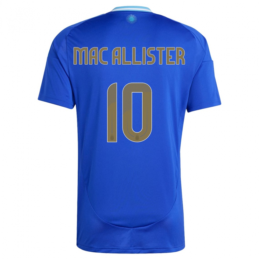 Uomo Maglia Argentina Alexis Mac Allister #10 Blu Kit Gara Away 24-26 Maglietta