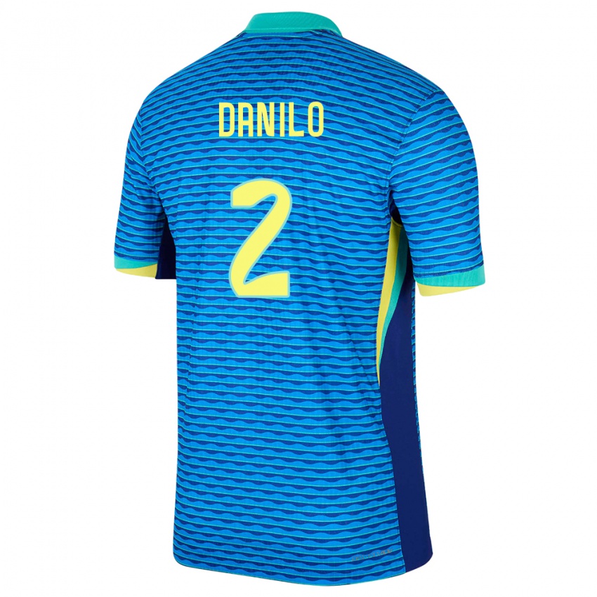 Uomo Maglia Brasile Danilo #2 Blu Kit Gara Away 24-26 Maglietta