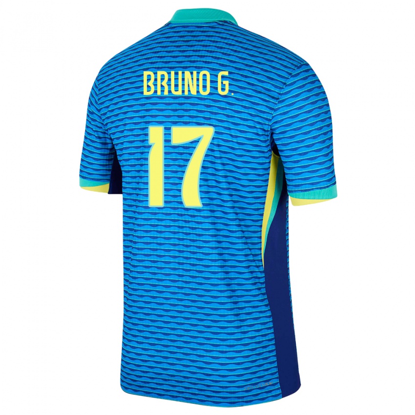 Uomo Maglia Brasile Bruno Guimaraes #17 Blu Kit Gara Away 24-26 Maglietta