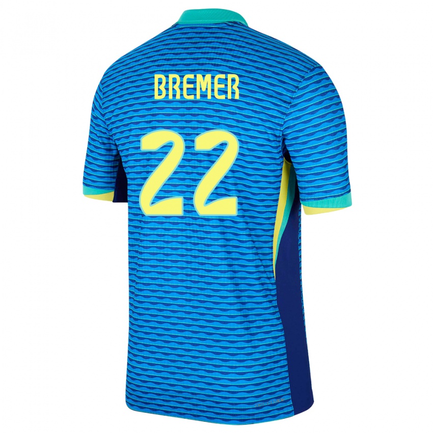 Uomo Maglia Brasile Bremer #22 Blu Kit Gara Away 24-26 Maglietta