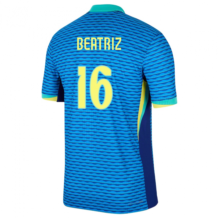 Uomo Maglia Brasile Beatriz #16 Blu Kit Gara Away 24-26 Maglietta
