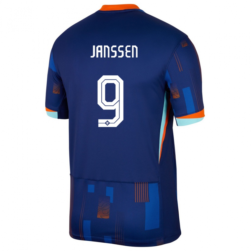 Uomo Maglia Paesi Bassi Vincent Janssen #9 Blu Kit Gara Away 24-26 Maglietta