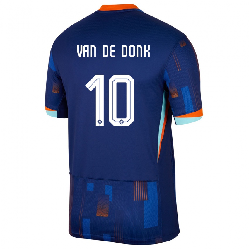 Uomo Maglia Paesi Bassi Danielle Van De Donk #10 Blu Kit Gara Away 24-26 Maglietta