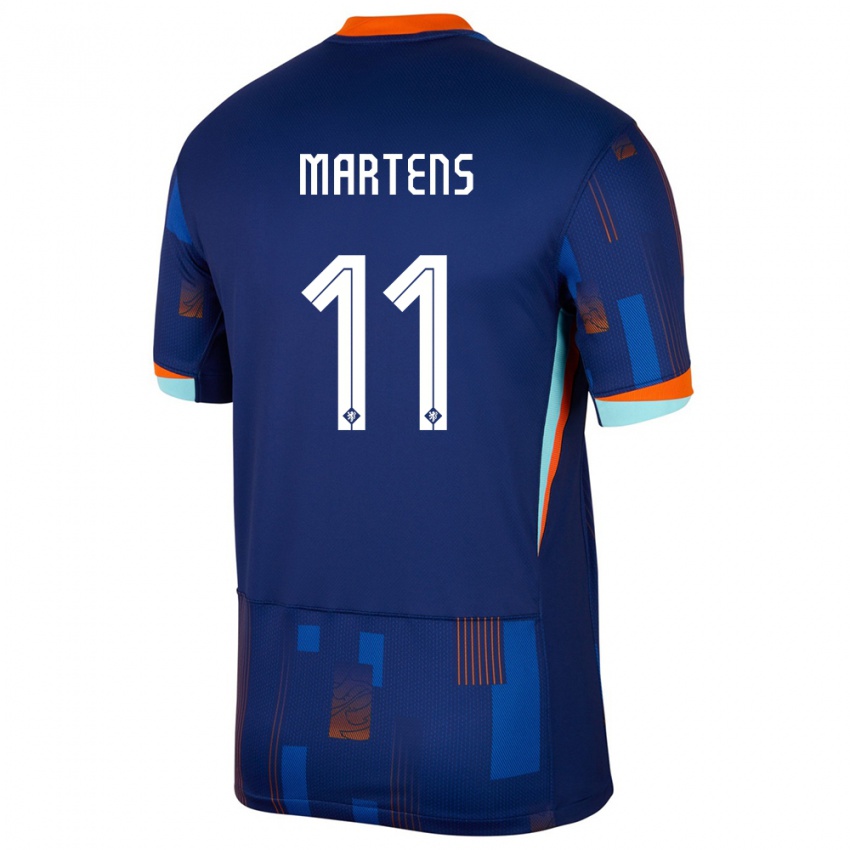 Uomo Maglia Paesi Bassi Lieke Martens #11 Blu Kit Gara Away 24-26 Maglietta