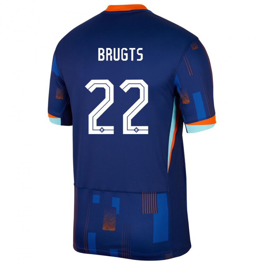 Uomo Maglia Paesi Bassi Esmee Brugts #22 Blu Kit Gara Away 24-26 Maglietta