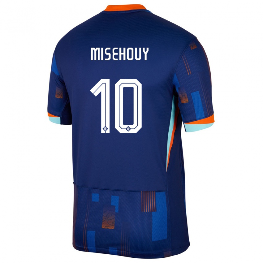 Uomo Maglia Paesi Bassi Gabriel Misehouy #10 Blu Kit Gara Away 24-26 Maglietta
