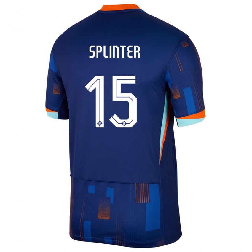 Uomo Maglia Paesi Bassi Ilias Splinter #15 Blu Kit Gara Away 24-26 Maglietta