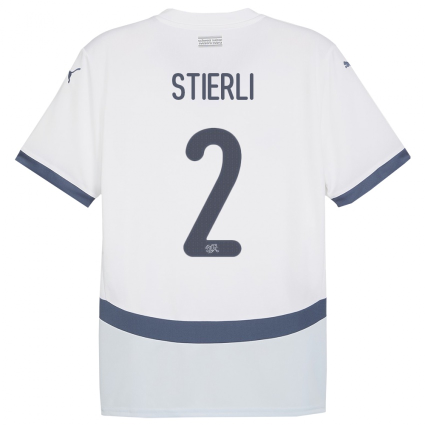 Uomo Maglia Svizzera Julia Stierli #2 Bianco Kit Gara Away 24-26 Maglietta