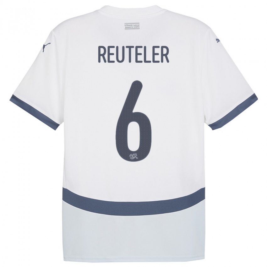 Uomo Maglia Svizzera Geraldine Reuteler #6 Bianco Kit Gara Away 24-26 Maglietta