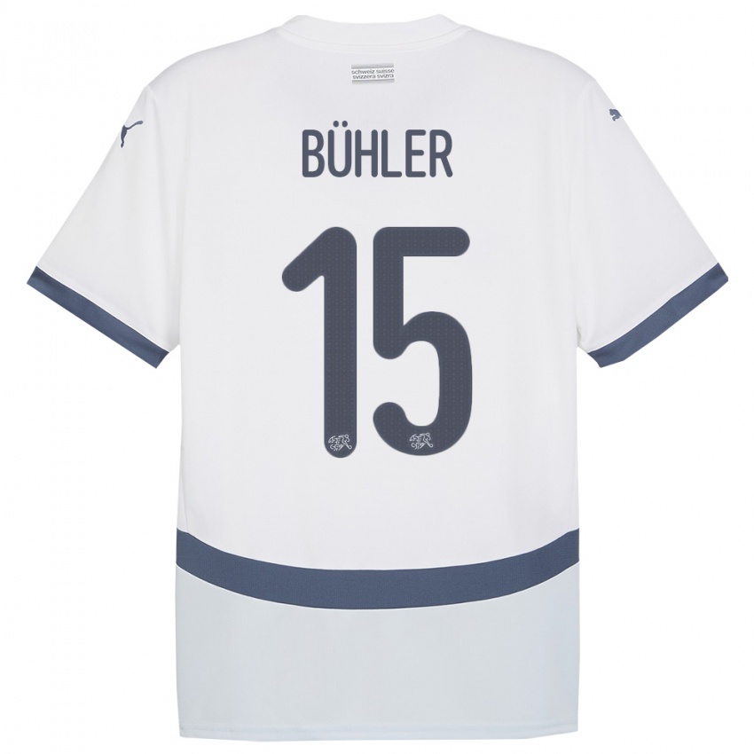 Uomo Maglia Svizzera Luana Buhler #15 Bianco Kit Gara Away 24-26 Maglietta