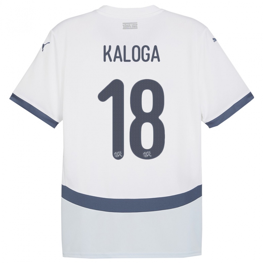 Uomo Maglia Svizzera Issa Kaloga #18 Bianco Kit Gara Away 24-26 Maglietta