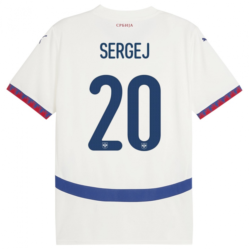 Uomo Maglia Serbia Sergej Milinkovic-Savic #20 Bianco Kit Gara Away 24-26 Maglietta