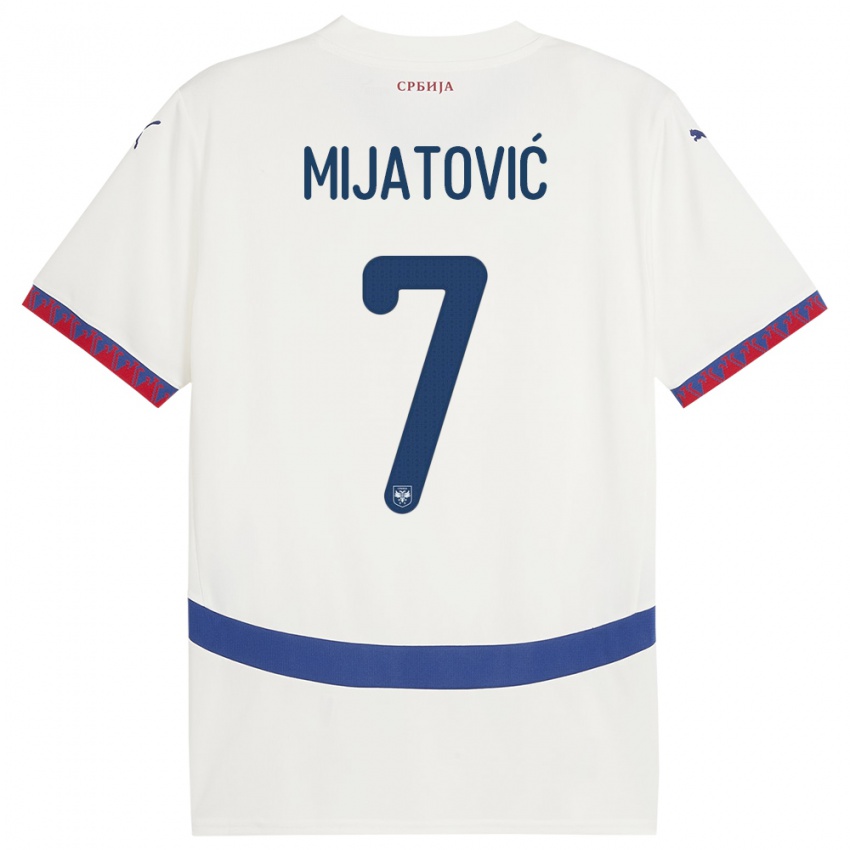 Uomo Maglia Serbia Milica Mijatovic #7 Bianco Kit Gara Away 24-26 Maglietta