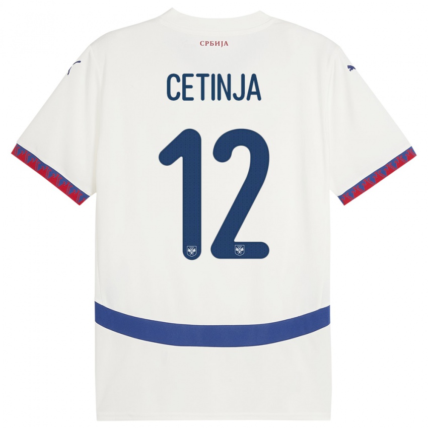 Uomo Maglia Serbia Sara Cetinja #12 Bianco Kit Gara Away 24-26 Maglietta