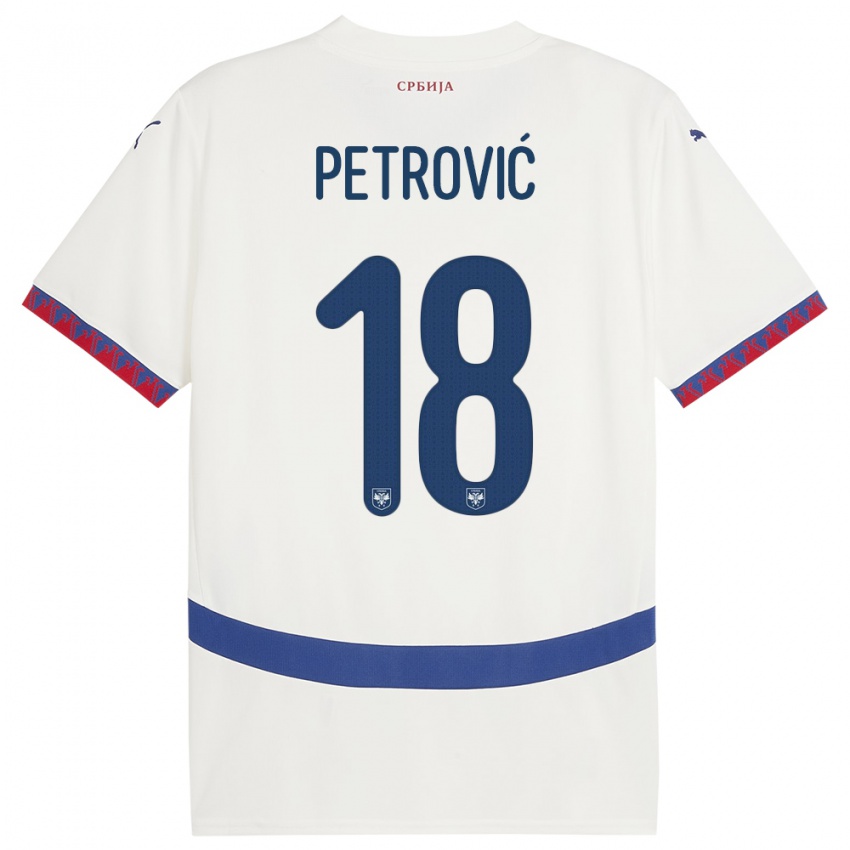 Uomo Maglia Serbia Emilija Petrovic #18 Bianco Kit Gara Away 24-26 Maglietta