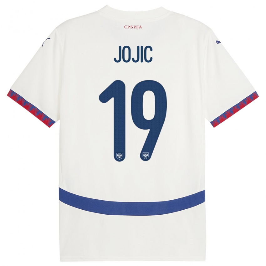 Uomo Maglia Serbia Nikola Jojic #19 Bianco Kit Gara Away 24-26 Maglietta