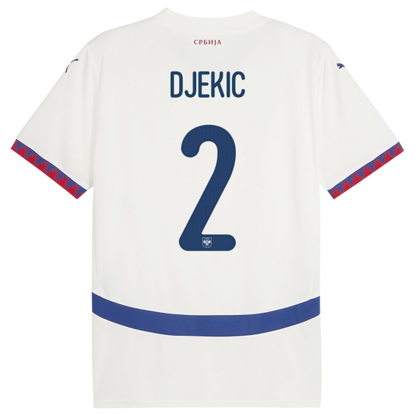 Uomo Maglia Serbia Djuro Giulio Djekic #2 Bianco Kit Gara Away 24-26 Maglietta