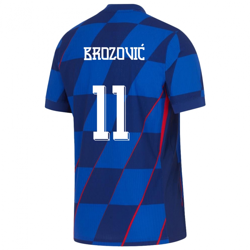 Uomo Maglia Croazia Marcelo Brozovic #11 Blu Kit Gara Away 24-26 Maglietta