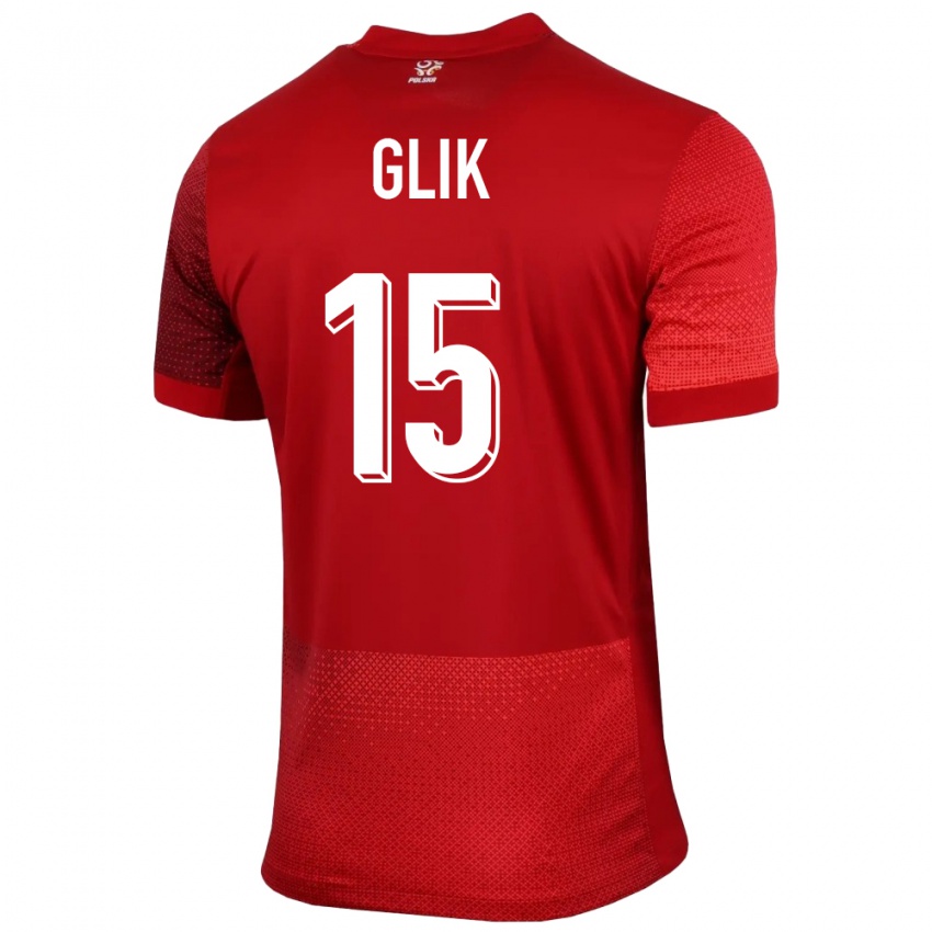 Uomo Maglia Polonia Kamil Glik #15 Rosso Kit Gara Away 24-26 Maglietta