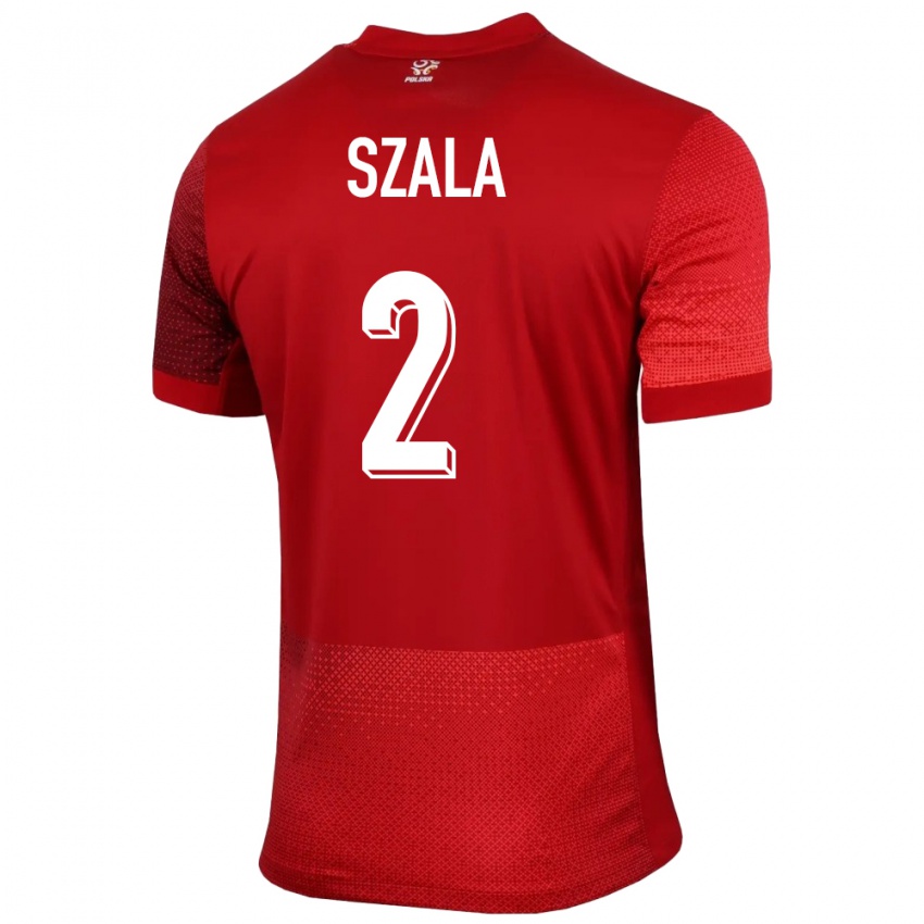 Uomo Maglia Polonia Dominik Szala #2 Rosso Kit Gara Away 24-26 Maglietta