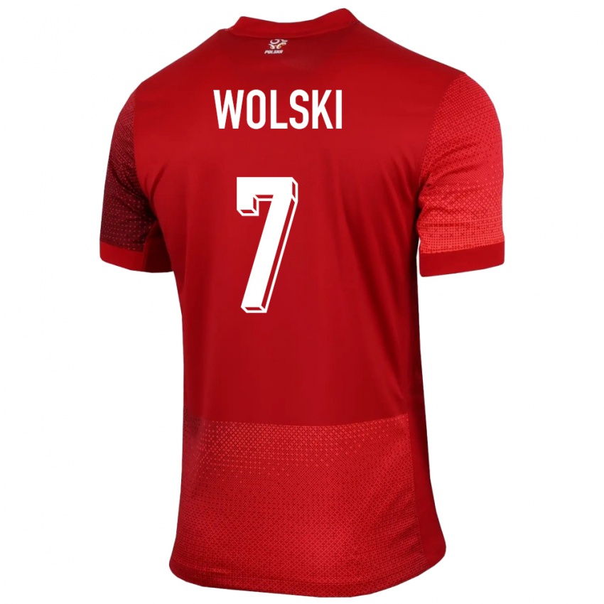 Uomo Maglia Polonia Filip Wolski #7 Rosso Kit Gara Away 24-26 Maglietta