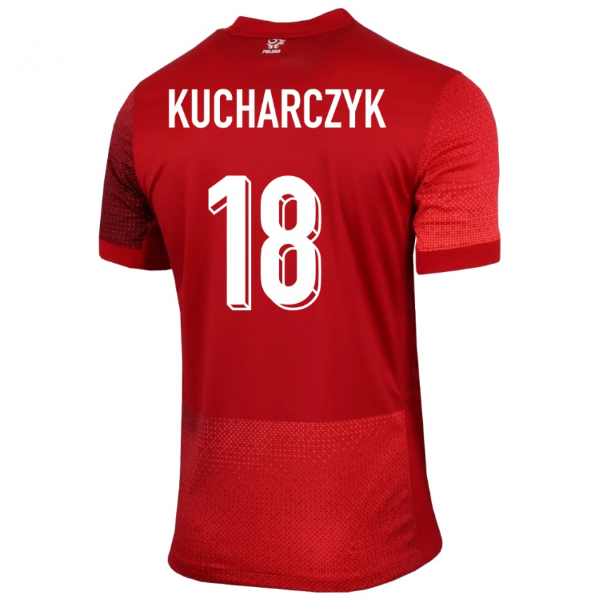 Uomo Maglia Polonia Filip Kucharczyk #18 Rosso Kit Gara Away 24-26 Maglietta