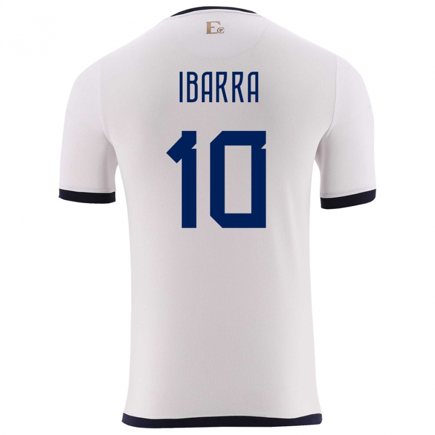Uomo Maglia Ecuador Romario Ibarra #10 Bianco Kit Gara Away 24-26 Maglietta