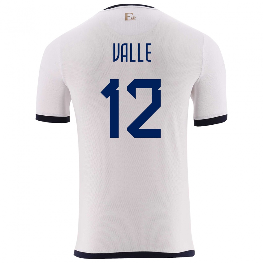 Uomo Maglia Ecuador Gonzalo Valle #12 Bianco Kit Gara Away 24-26 Maglietta