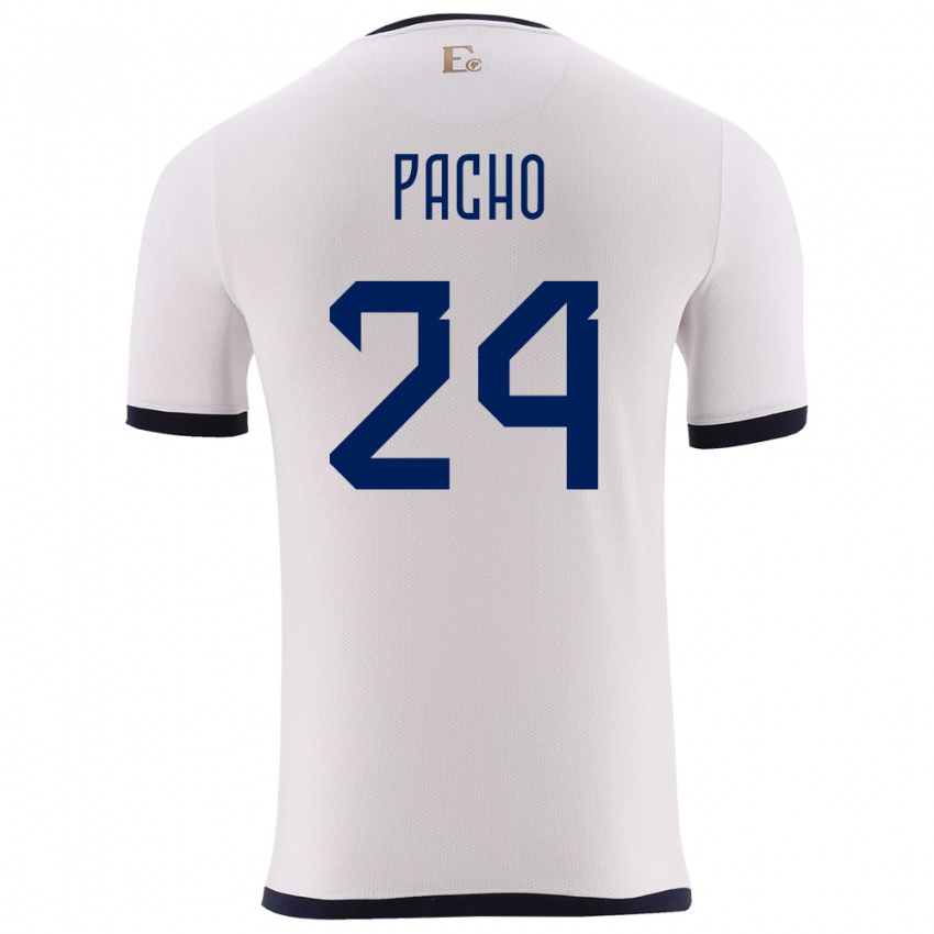 Uomo Maglia Ecuador William Pacho #24 Bianco Kit Gara Away 24-26 Maglietta