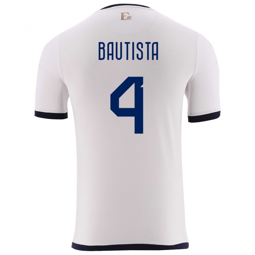 Uomo Maglia Ecuador Davis Bautista #4 Bianco Kit Gara Away 24-26 Maglietta